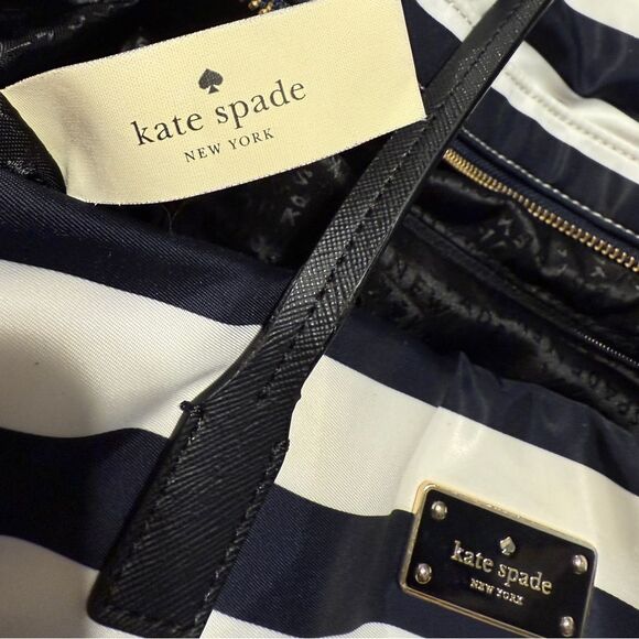 Kate Spade Blake Avenue Black and White Striped Tote Purse Bag - Picture 16 of 16